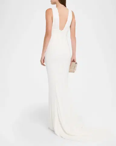 Stella McCartney Plunging Sleeveless Sculpted Trumpet Gown | Thumbnail 3 Stella McCartney Plunging Sleeveless Sculpted Trumpet Gown | Thumbnail 3