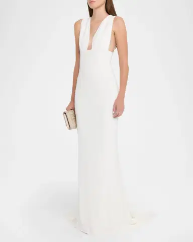 Stella McCartney Plunging Sleeveless Sculpted Trumpet Gown | Thumbnail 4 Stella McCartney Plunging Sleeveless Sculpted Trumpet Gown | Thumbnail 4