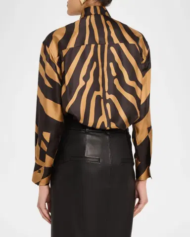 Ferragamo Zebra Silk Twill Button-Down Shirt | Thumbnail 3 Ferragamo Zebra Silk Twill Button-Down Shirt | Thumbnail 3