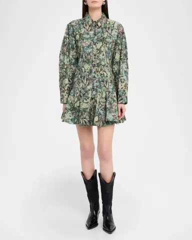 Ganni Long-Sleeve Tapestry Floral Mini Dress | Thumbnail 2 Ganni Long-Sleeve Tapestry Floral Mini Dress | Thumbnail 2
