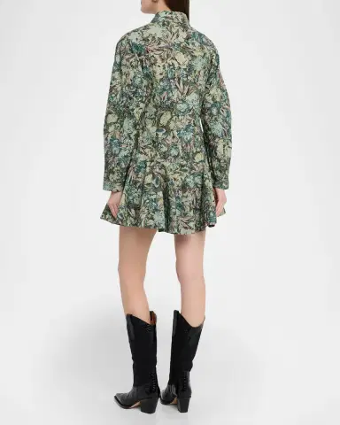 Ganni Long-Sleeve Tapestry Floral Mini Dress | Thumbnail 3 Ganni Long-Sleeve Tapestry Floral Mini Dress | Thumbnail 3