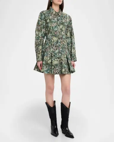 Ganni Long-Sleeve Tapestry Floral Mini Dress | Thumbnail 4 Ganni Long-Sleeve Tapestry Floral Mini Dress | Thumbnail 4