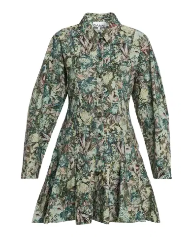 Ganni Long-Sleeve Tapestry Floral Mini Dress | Thumbnail 1 Ganni Long-Sleeve Tapestry Floral Mini Dress | Thumbnail 1