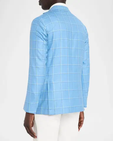 Sartorio Men's Light Blue Large Windowpane Sport Coat | Thumbnail 3 Sartorio Men's Light Blue Large Windowpane Sport Coat | Thumbnail 3