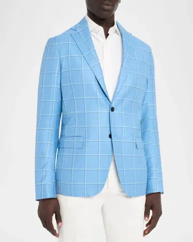 Sartorio Men's Light Blue Large Windowpane Sport Coat | Thumbnail 4 Sartorio Men's Light Blue Large Windowpane Sport Coat | Thumbnail 4