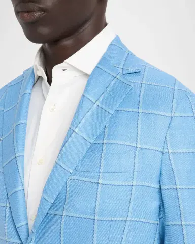 Sartorio Men's Light Blue Large Windowpane Sport Coat | Thumbnail 5 Sartorio Men's Light Blue Large Windowpane Sport Coat | Thumbnail 5