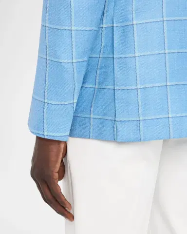 Sartorio Men's Light Blue Large Windowpane Sport Coat | Thumbnail 8 Sartorio Men's Light Blue Large Windowpane Sport Coat | Thumbnail 8