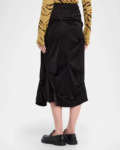 Ganni Fluid Satin Jacquard Draped Skirt | Thumbnail 3 Ganni Fluid Satin Jacquard Draped Skirt | Thumbnail 3