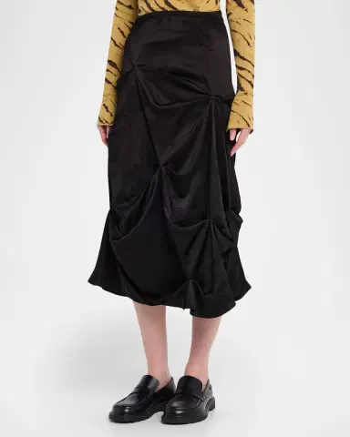 Ganni Fluid Satin Jacquard Draped Skirt | Thumbnail 4 Ganni Fluid Satin Jacquard Draped Skirt | Thumbnail 4