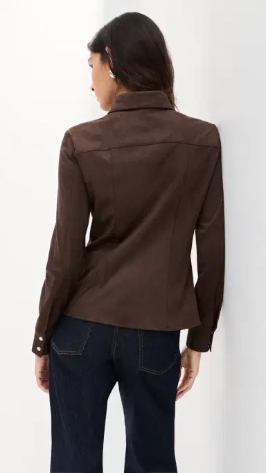 LE BOP Jolene Faux Suede Shirt Coffee | Thumbnail 4 LE BOP Jolene Faux Suede Shirt Coffee | Thumbnail 4