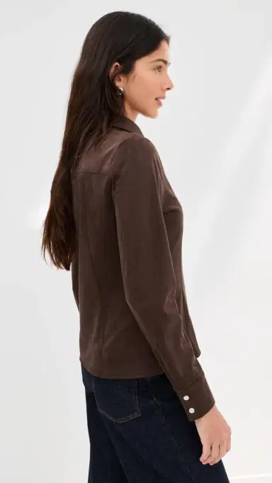 LE BOP Jolene Faux Suede Shirt Coffee | Thumbnail 5 LE BOP Jolene Faux Suede Shirt Coffee | Thumbnail 5