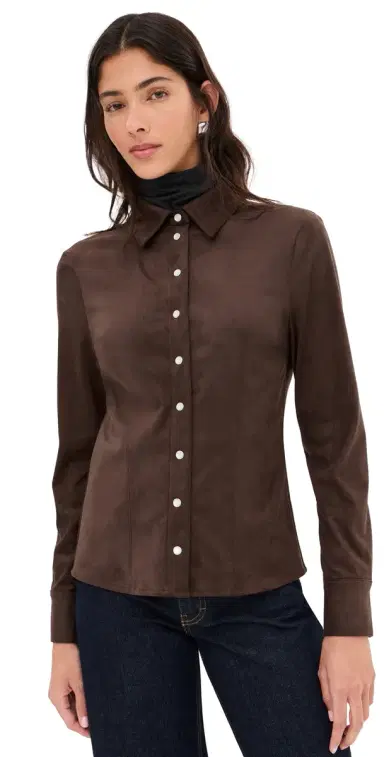 LE BOP Jolene Faux Suede Shirt Coffee | Thumbnail 1 LE BOP Jolene Faux Suede Shirt Coffee | Thumbnail 1