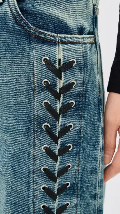 Stella McCartney Laced Denim Wide Leg Jeans | Thumbnail 6 Stella McCartney Laced Denim Wide Leg Jeans | Thumbnail 6
