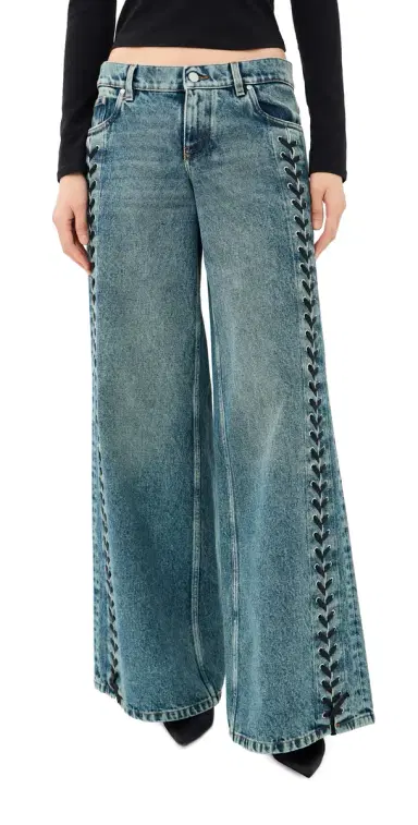 Stella McCartney Laced Denim Wide Leg Jeans | Thumbnail 1 Stella McCartney Laced Denim Wide Leg Jeans | Thumbnail 1