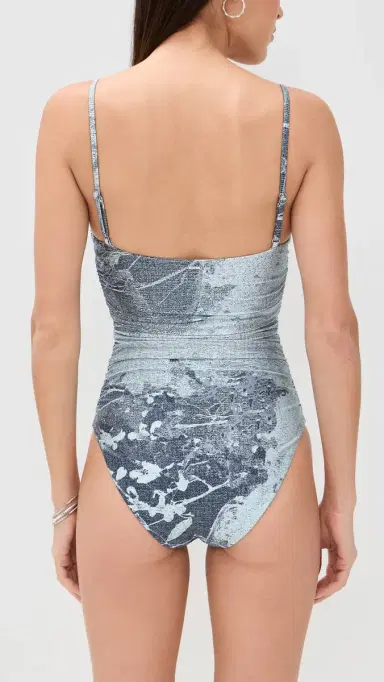 SIMKHAI Laine Ruched One Piece Sky Floral | Thumbnail 3 SIMKHAI Laine Ruched One Piece Sky Floral | Thumbnail 3
