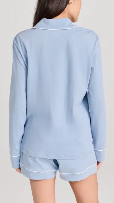 Petite Plume Pima Cotton Long Sleeve Pajama et Periwinkle | Thumbnail 3 Petite Plume Pima Cotton Long Sleeve Pajama et Periwinkle | Thumbnail 3