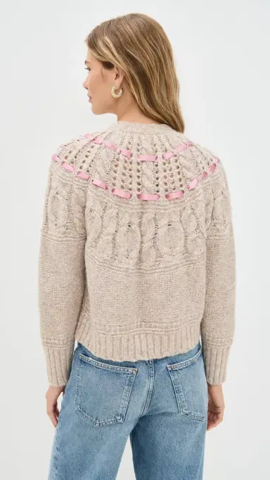 LoveShackFancy Clementian Cardigan Oatmeal Melange | Thumbnail 3 LoveShackFancy Clementian Cardigan Oatmeal Melange | Thumbnail 3