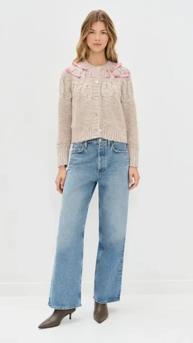 LoveShackFancy Clementian Cardigan Oatmeal Melange | Thumbnail 5 LoveShackFancy Clementian Cardigan Oatmeal Melange | Thumbnail 5