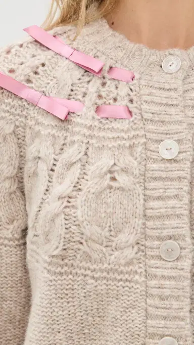 LoveShackFancy Clementian Cardigan Oatmeal Melange | Thumbnail 6 LoveShackFancy Clementian Cardigan Oatmeal Melange | Thumbnail 6