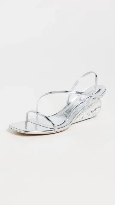 SIMKHAI Bridget Oyster Shell Wedge Sandals Silver | Thumbnail 2 SIMKHAI Bridget Oyster Shell Wedge Sandals Silver | Thumbnail 2