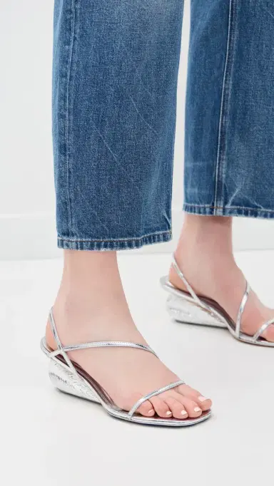 SIMKHAI Bridget Oyster Shell Wedge Sandals Silver | Thumbnail 3 SIMKHAI Bridget Oyster Shell Wedge Sandals Silver | Thumbnail 3