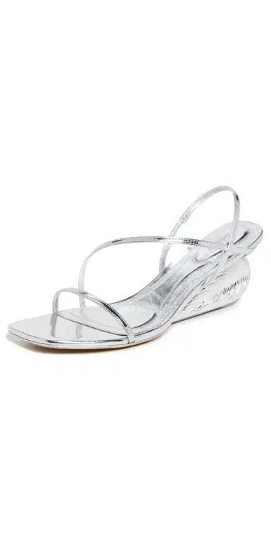 SIMKHAI Bridget Oyster Shell Wedge Sandals Silver | Thumbnail 1 SIMKHAI Bridget Oyster Shell Wedge Sandals Silver | Thumbnail 1