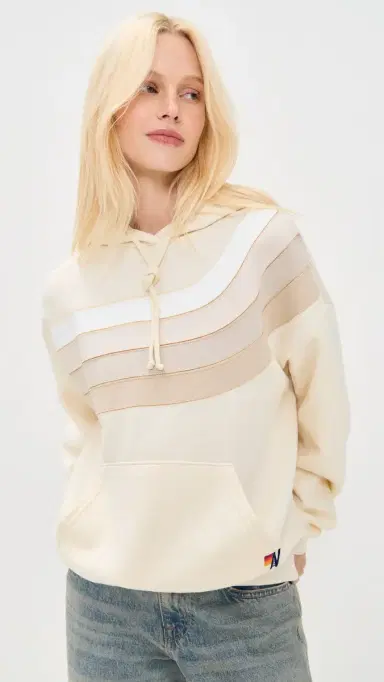 Aviator Nation Wave tripe 4 Relaxed Pullover Hoodie Vintage White/Vintage White | Thumbnail 2 Aviator Nation Wave tripe 4 Relaxed Pullover Hoodie Vintage White/Vintage White | Thumbnail 2