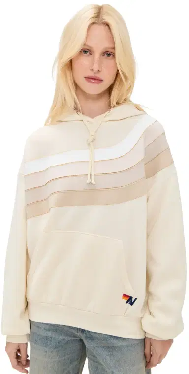 Aviator Nation Wave tripe 4 Relaxed Pullover Hoodie Vintage White/Vintage White | Thumbnail 1 Aviator Nation Wave tripe 4 Relaxed Pullover Hoodie Vintage White/Vintage White | Thumbnail 1