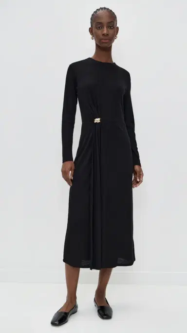 Vince ong Sleeve Side Drape Dress Black | Thumbnail 5 Vince ong Sleeve Side Drape Dress Black | Thumbnail 5