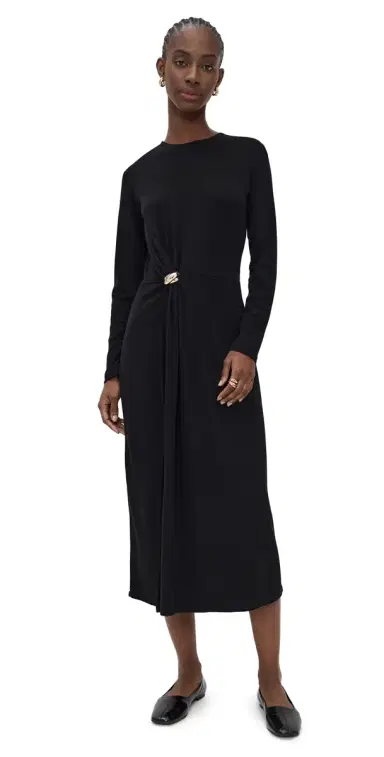 Vince ong Sleeve Side Drape Dress Black | Thumbnail 1 Vince ong Sleeve Side Drape Dress Black | Thumbnail 1