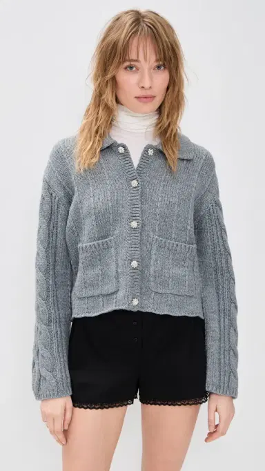 LE BOP onroe Cardigan Heather Grey | Thumbnail 2 LE BOP onroe Cardigan Heather Grey | Thumbnail 2