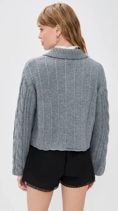 LE BOP onroe Cardigan Heather Grey | Thumbnail 3 LE BOP onroe Cardigan Heather Grey | Thumbnail 3