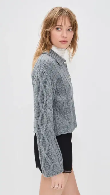 LE BOP onroe Cardigan Heather Grey | Thumbnail 4 LE BOP onroe Cardigan Heather Grey | Thumbnail 4