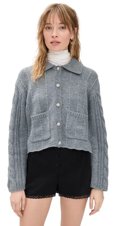 LE BOP onroe Cardigan Heather Grey | Thumbnail 1 LE BOP onroe Cardigan Heather Grey | Thumbnail 1