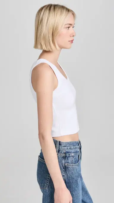 perfectwhitetee Blondie Structured Rib Bra Friendly Tank White | Thumbnail 4 perfectwhitetee Blondie Structured Rib Bra Friendly Tank White | Thumbnail 4