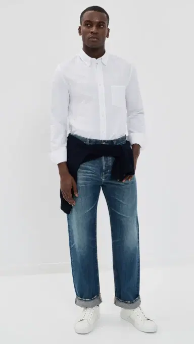Officine Generale New Oxford Button Down Shirt Optical White | Thumbnail 5 Officine Generale New Oxford Button Down Shirt Optical White | Thumbnail 5