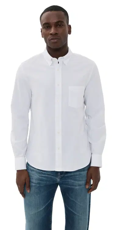 Officine Generale New Oxford Button Down Shirt Optical White | Thumbnail 1 Officine Generale New Oxford Button Down Shirt Optical White | Thumbnail 1