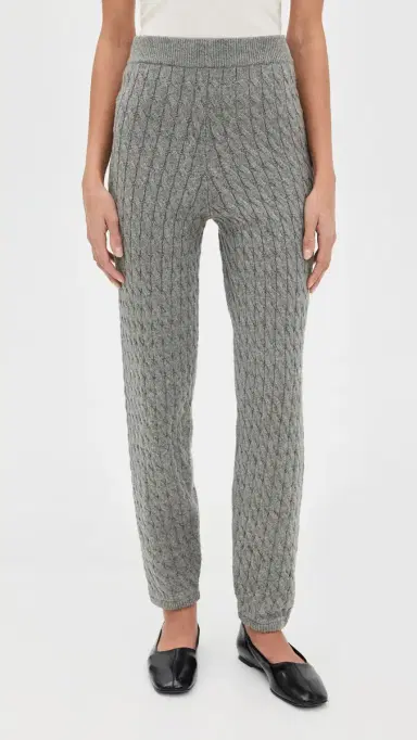 LE BOP Cable Knit Joggers Heather Grey | Thumbnail 2 LE BOP Cable Knit Joggers Heather Grey | Thumbnail 2