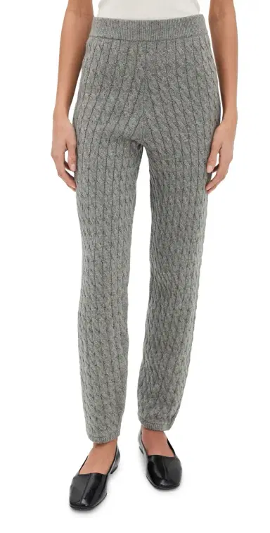 LE BOP Cable Knit Joggers Heather Grey | Thumbnail 1 LE BOP Cable Knit Joggers Heather Grey | Thumbnail 1