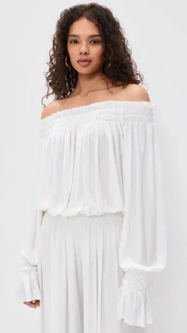 Norma Kamali Peasant Bodysuit now White | Thumbnail 2 Norma Kamali Peasant Bodysuit now White | Thumbnail 2