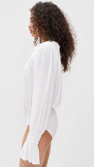 Norma Kamali Peasant Bodysuit now White | Thumbnail 4 Norma Kamali Peasant Bodysuit now White | Thumbnail 4