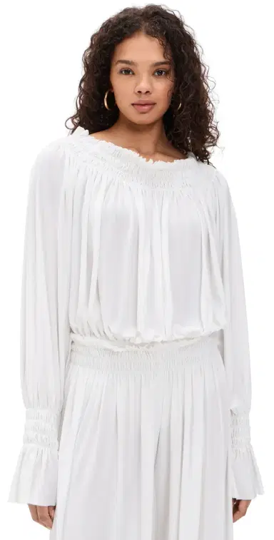 Norma Kamali Peasant Bodysuit now White | Thumbnail 1 Norma Kamali Peasant Bodysuit now White | Thumbnail 1