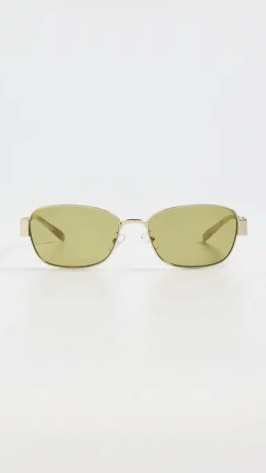 Tory Burch Miller Rectangle Sunglasses Shiny Light Gold One Size | Thumbnail 2 Tory Burch Miller Rectangle Sunglasses Shiny Light Gold One Size | Thumbnail 2