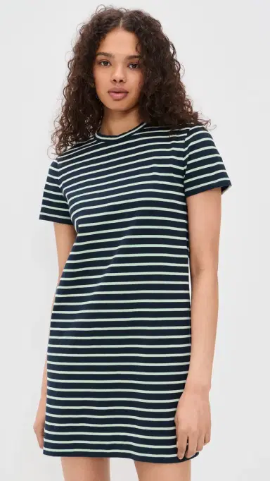 Madewell Knit T-Shirt Mini Dress Dark Navy tripe | Thumbnail 2 Madewell Knit T-Shirt Mini Dress Dark Navy tripe | Thumbnail 2