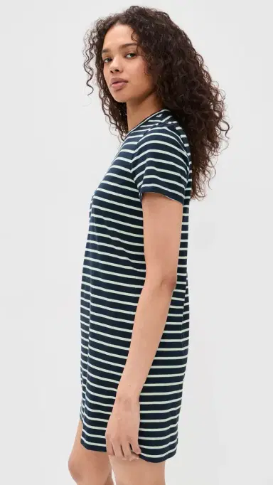Madewell Knit T-Shirt Mini Dress Dark Navy tripe | Thumbnail 4 Madewell Knit T-Shirt Mini Dress Dark Navy tripe | Thumbnail 4