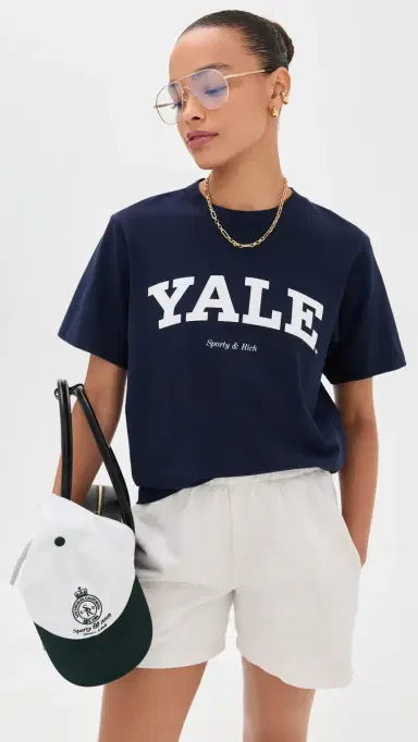 Sporty & Rich Yale Classic T-Shirt Dark Navy | Thumbnail 2 Sporty & Rich Yale Classic T-Shirt Dark Navy | Thumbnail 2