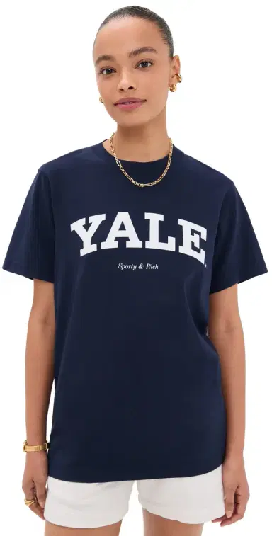 Sporty & Rich Yale Classic T-Shirt Dark Navy | Thumbnail 1 Sporty & Rich Yale Classic T-Shirt Dark Navy | Thumbnail 1