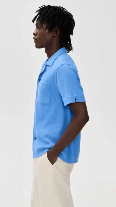 Polo Ralph Lauren Waffle Knit Andy Camp Shirt Harbor Island Blue | Thumbnail 4 Polo Ralph Lauren Waffle Knit Andy Camp Shirt Harbor Island Blue | Thumbnail 4