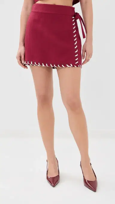 SIMKHAI Banks Wrap Mini Skirt Oxblood ulti | Thumbnail 3 SIMKHAI Banks Wrap Mini Skirt Oxblood ulti | Thumbnail 3