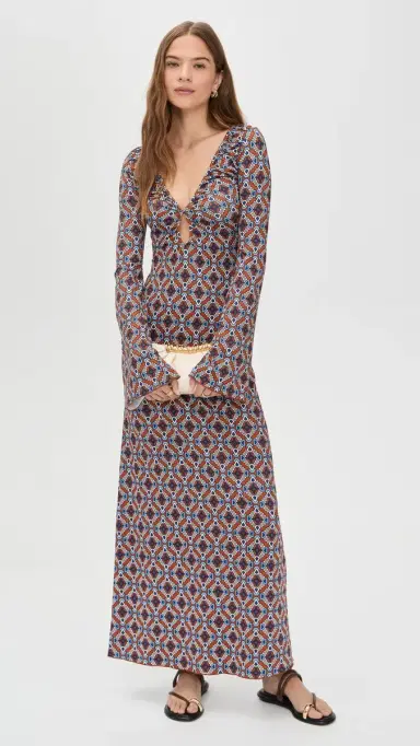 Eywasouls Malibu Diana Bell Sleeve Dress Sienna Tile | Thumbnail 5 Eywasouls Malibu Diana Bell Sleeve Dress Sienna Tile | Thumbnail 5